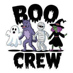 Spooky Halloween T-Shirt Design: Ghosts, Pumpkins, and Witches - Vector Illustration. Generative with AI