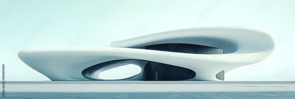 Poster Undulating roof structures captured in this image showcase a fluid organic and modern architectural design