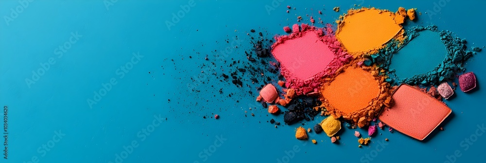 Poster Vibrant and captivating abstract art composition formed by smudged makeup palette colors creating a fluid dynamic and visually striking contemporary design