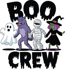 Spooky Halloween T-Shirt Design: Ghosts, Pumpkins, and Witches - Vector Illustration. Generative with AI