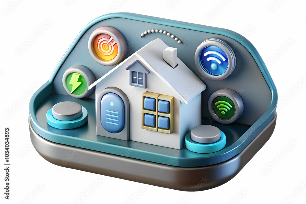 Poster close up of futuristic smart home control panel with holographic interface - advanced home automatio