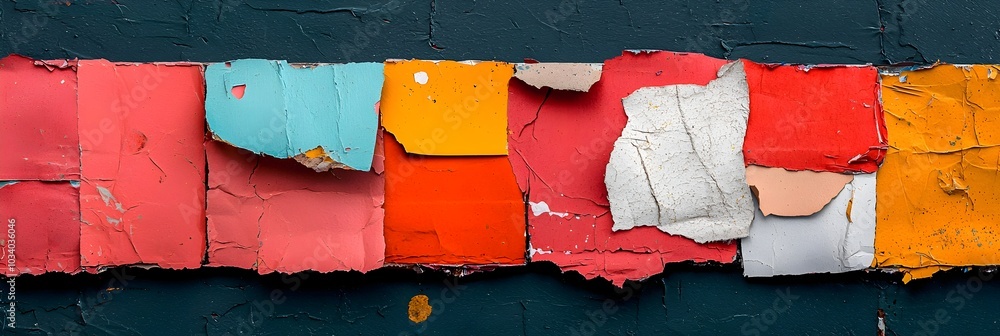 Aufkleber Visually striking collage made up of various torn paper textures creating abstract and geometric compositions with a modern creative aesthetic