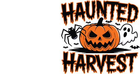 Spooky Halloween T-Shirt Design: Ghosts, Pumpkins, and Witches - Vector Illustration. Generative with AI