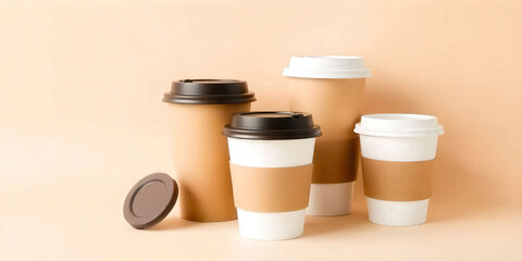 Eco-friendly biodegradable paper coffee cups with lids, perfect for sustainable living and reducing plastic waste. Ideal for coffee shops, events, and environmentally conscious consumers