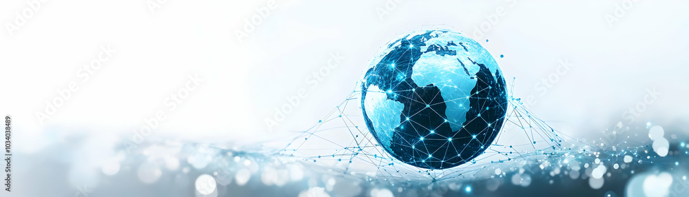 Poster vector illustration of globe and network icon concept representing global collaboration and connecti
