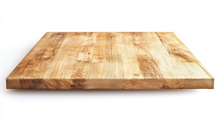 Wooden table top with wood planks on a white background, flat lay. Isolated wooden floor or deck. Copy space. 