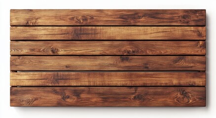 Wooden table top with wood planks isolated on a white background. Vector illustration. Hyper-realistic, 3D rendering
