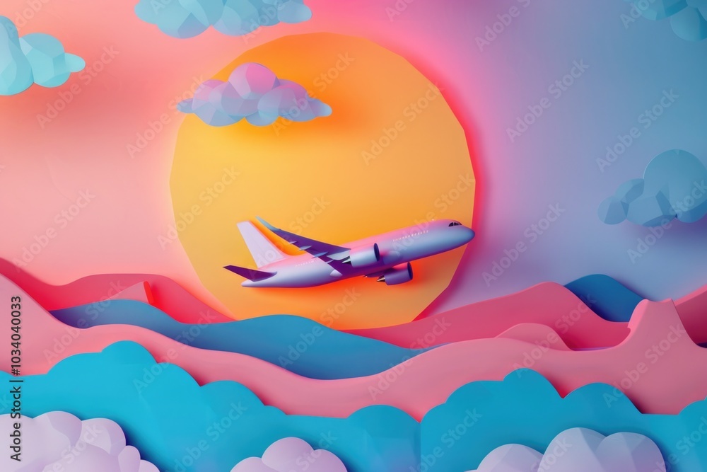Poster a plane soaring through a blanket of fluffy white clouds