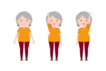 Illustration old woman exercise - Alternating High Arm Swing