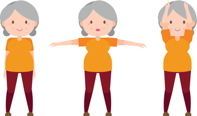 Illustration old woman exercise - Overhead Arm Raise with Back Hands Splice