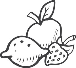 Fruits doodle. Fresh berry sketch. Organic food