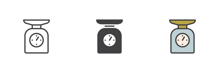 Kitchen scales different style icon set