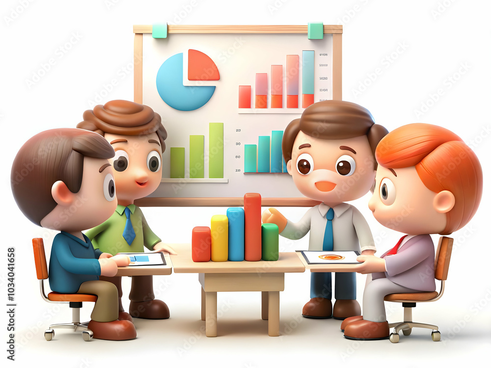 Aufkleber candid brainstorming session in modern office: professionals collaborate using charts and graphs wit