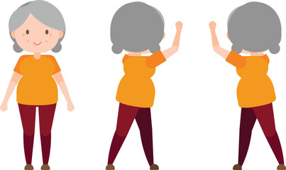Illustration old woman exercise - Alternating Torso Twist with High Arms Swing