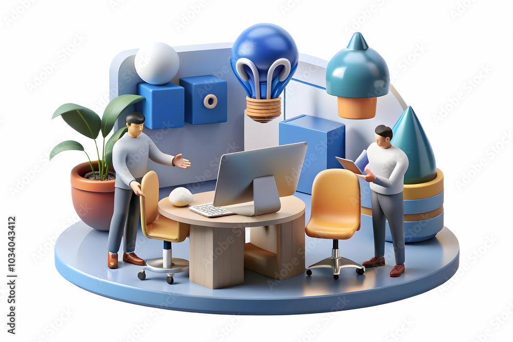 Aufkleber creative team collaboration in office concept: stylish team working on ideas with soft abstract and 