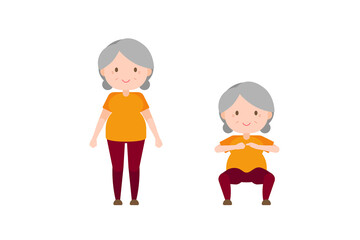 Illustration old woman exercise - Squat