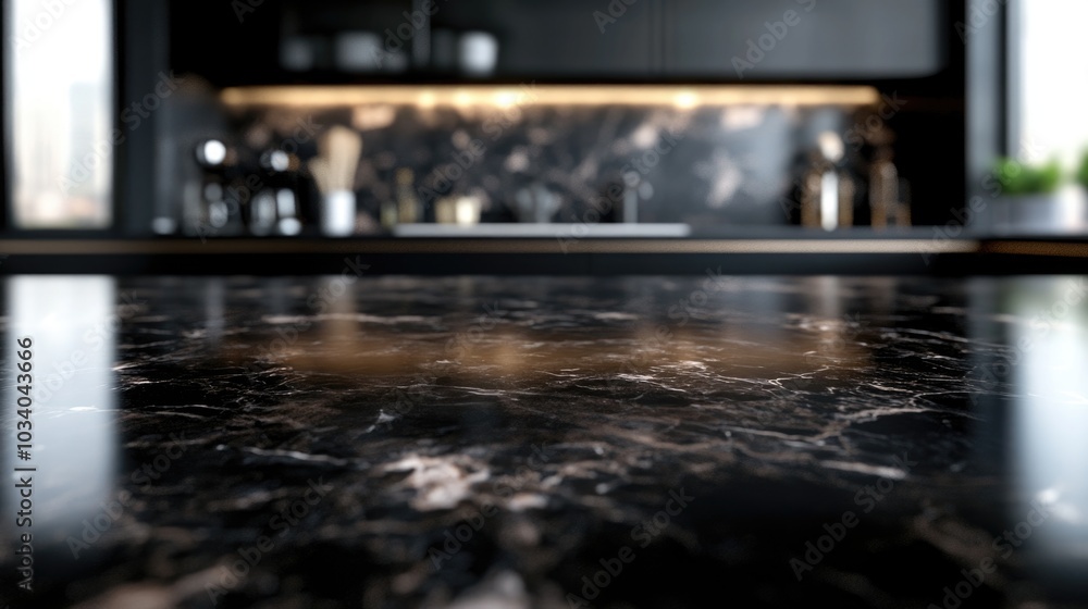 Canvas Prints Marble countertop in a modern kitchen with a subtle sheen