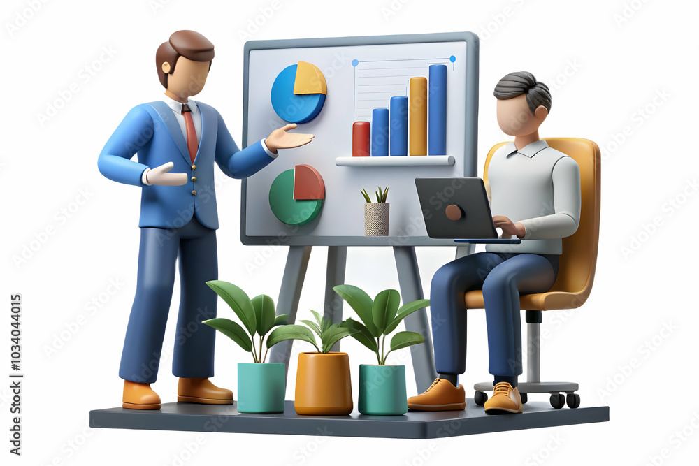 Aufkleber candid brainstorming in modern office: professionals analyzing charts and graphs with visual data an
