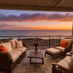 Fototapeta premium lounge chairs at sunset