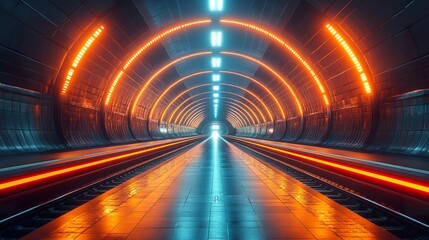 Futuristic Train Station with Maglev Trains: A Vision of High-Speed Transportation