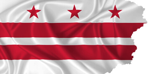 Washington flag D.C. vector with torn edges on transparent background