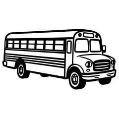 A black and white bus with a white stripe down the middle. The bus is parked on a white background