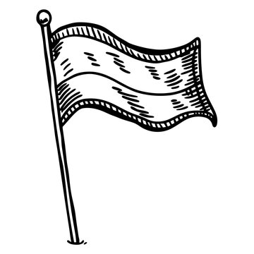 recommend clip art: A flag with a white background and a black pole. The flag is drawn in a black and white style