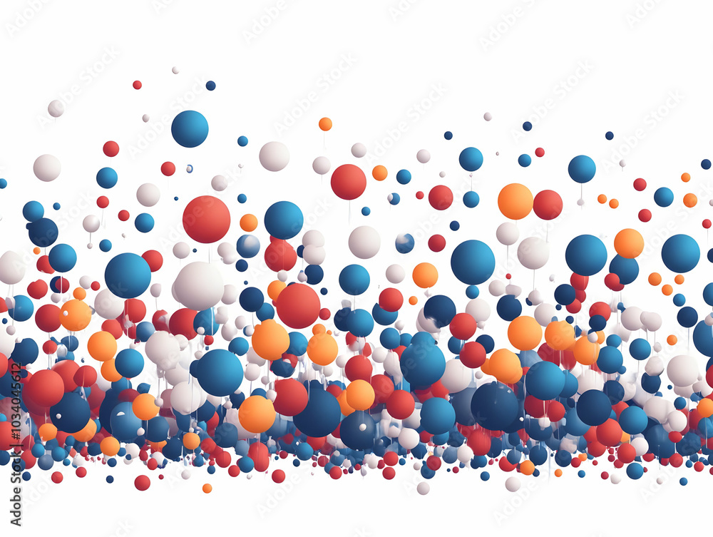 Poster flat molecular vote counting concept: nanobots counting molecules as votes, zooming out to showcase 