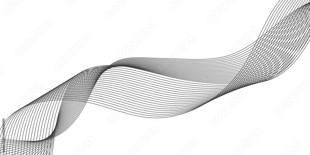 Fototapete abstract wavy grey smooth stream element for design on transparent background isolated. curved wavy 