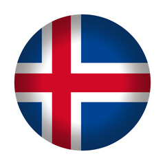 Fototapeta premium Round Icelandic flag icon, vector illustration. Iceland flag button isolated on a transparent or white background.