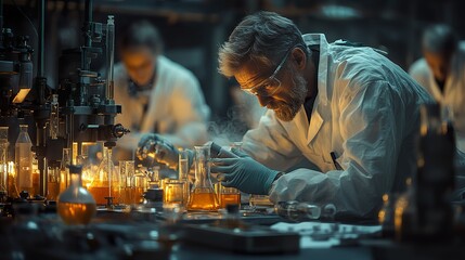 Scientists Collaborating in a Cutting-Edge Nanotechnology Lab
