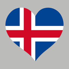 Obraz premium Icelandic flag in heart shape, vector illustration on isolated background.
