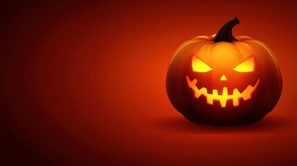 A glowing Halloween pumpkin with a sinister face, set against a vibrant, festive backdrop, perfect for autumn-themed designs.
