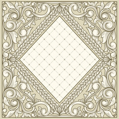 Decorative ornate retro monochrome blank frame template