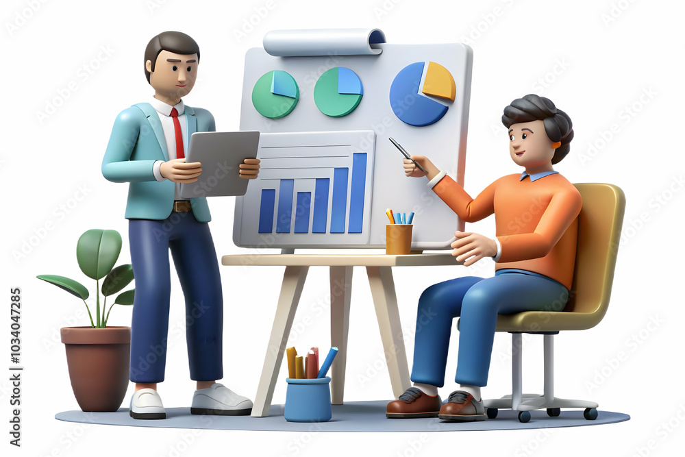 Aufkleber candid brainstorming session in modern office: professionals analyzing charts and graphs with visual