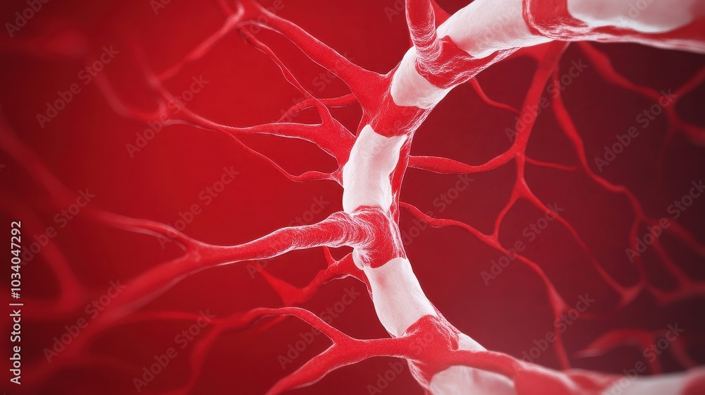 Poster artistic rendering of muscle fibers showing sarcomeres and actin-myosin interactions with copy space