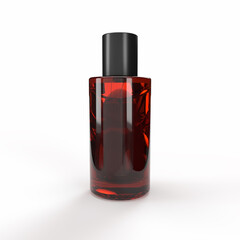 red bottle of perfume isolated. 3D rendering