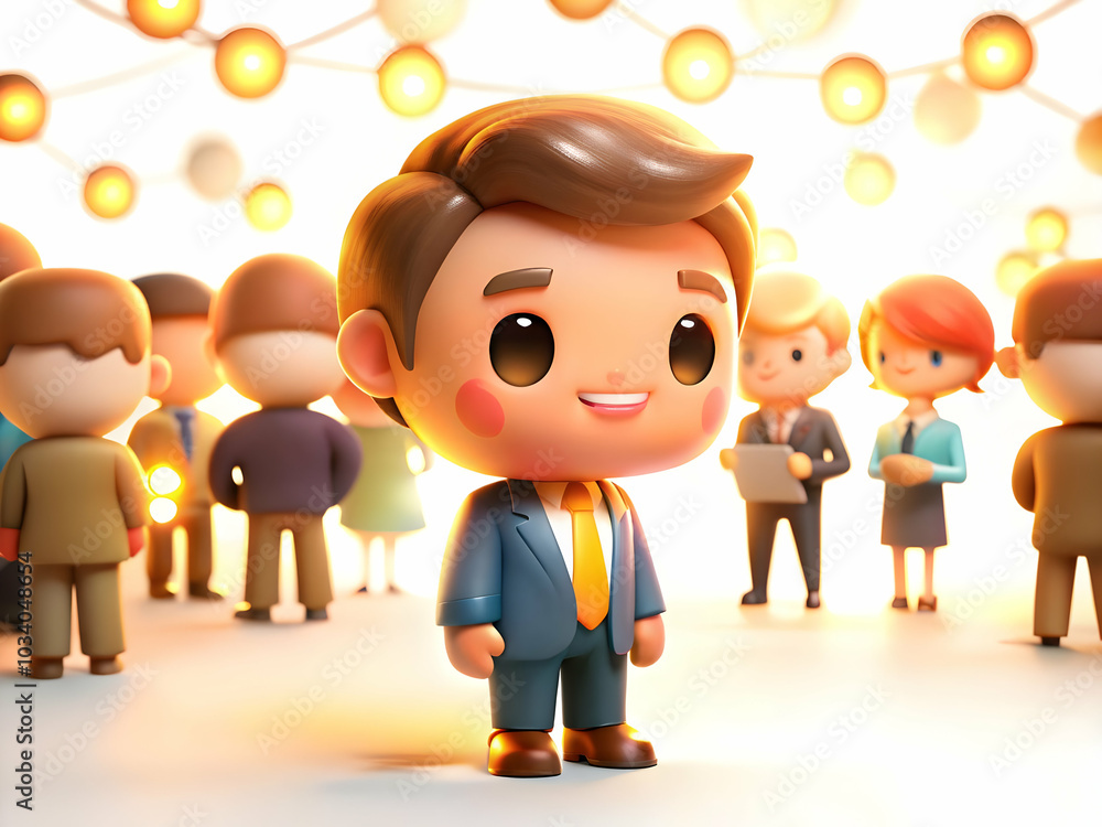 Poster bokeh light effects: entrepreneur networking at professional event with vibrant background and copy 