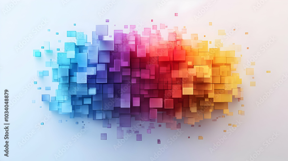 Poster 3d emotional spectrum square frame concept - medium shot of abstract squares with color gradients il