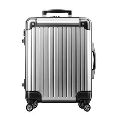 Fototapeta premium Sleek silver suitcase ready for travel adventures ahead