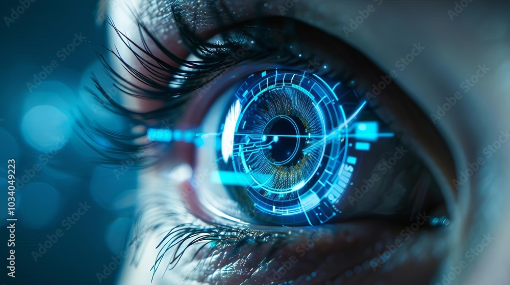 Poster eye symbolizing futuristic and innovative imagery, showcasing ai and automation in business processe