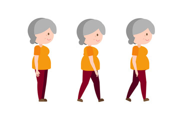 Illustration old woman exercise - Slow Walk