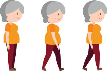 Illustration old woman exercise - Slow Walk