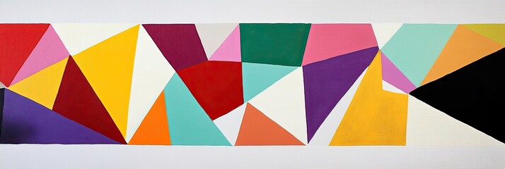 Abstract geometric shapes in bold, contrasting colors on a white canvas