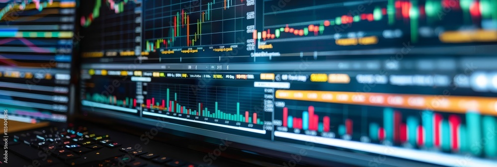 Poster financial forecasting model on a computer screen, showing projections, charts, and financial data wi
