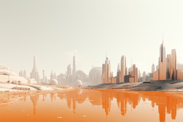 Naklejka premium Future city landscape architecture panoramic.
