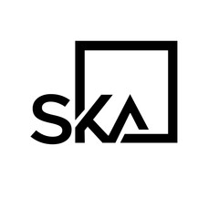 SKA letter logo design with black background in illustrator, vector logo modern alphabet font overlap style. calligraphy designs for logo, Poster, Invitation, etc.