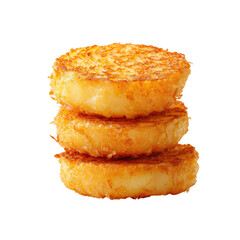 Crispy golden potato cakes stacked for a delicious snack