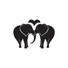Fototapeta premium Double elephant silhouette clip art 