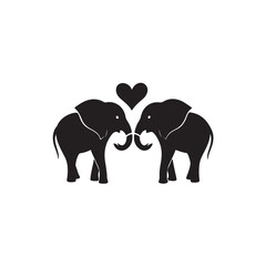 Double elephant silhouette clip art 